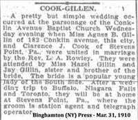 Cook - Gillin (Marriage)